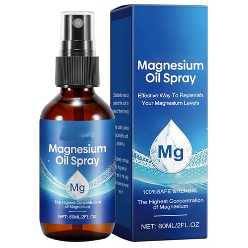 Magnesium Olie Spray 60ml Pure & Natuurlijke Organische Magnesium Olie Spray Vloeibaar Magnesium Chloride Olie Concentraat Voor Sporters, Gewrichten, Spierontspanning, Goed Slapen