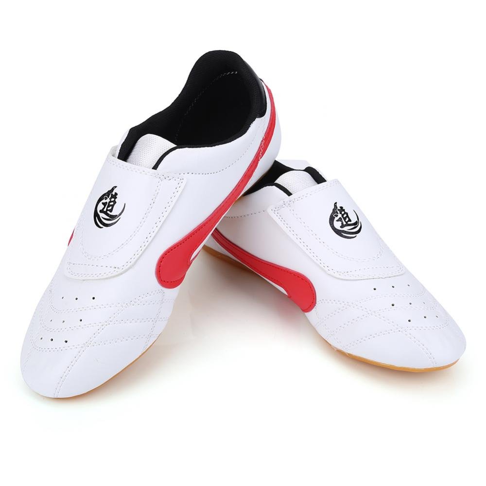Dilwe Taekwondo Schuhe aus PU-Leder, Kampfsport Trainingsschuhe für Boxen, Kung Fu, Taichi, Größe 38, rutschfeste Oxford Sohle, Leicht und Weich