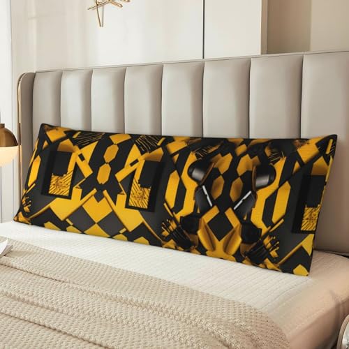 Housse de coussin de corps imprimé jaune moutarde pour des nuits douces