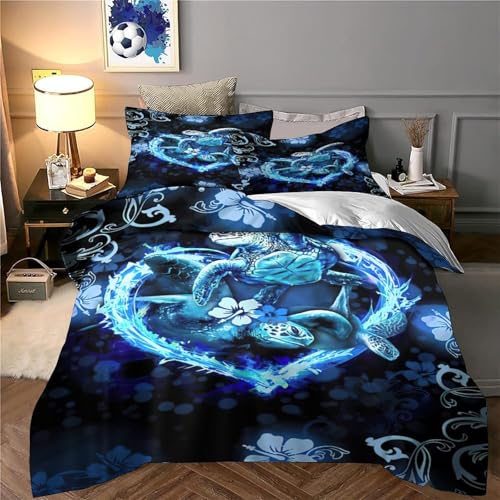 Parure de lit imprimé 3D vintage oiseaux bleus en microfibre super douce
