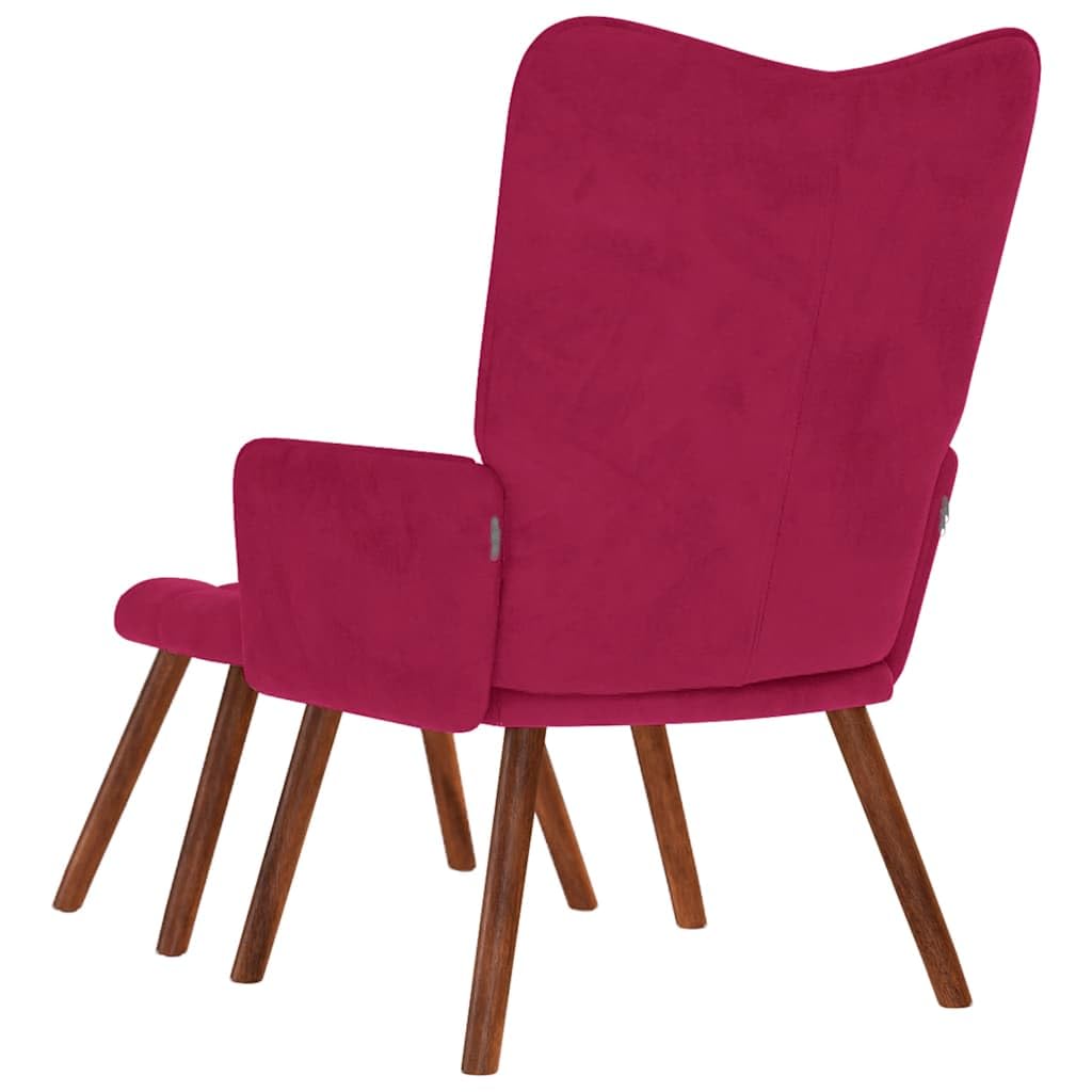 Poltrona relax con sgabello, comoda poltrona imbottita in velluto con piedini in legno, moderna poltrona con poggiapiedi, per soggiorno, camera da letto e ufficio, 61,5 x 69 x 95,5 cm
