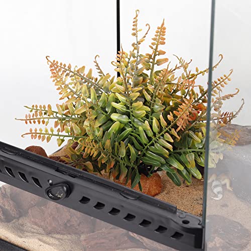 WOLEDOE Fake Fall Colors Boston Fern, Reptile Plants for Terrarium, Amphibian Tank Accessories Habitat Decor fit Crested Gecko Leopard Lizard Chameleon Ball Python Snake Frog