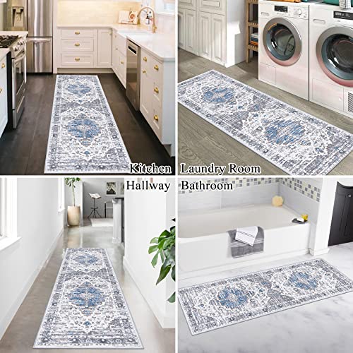 Ileading Boho Runner Rug 2' X 6' Non Slip Hallway Runner Rug Washable Kitchen Rugs Laundry Room Mats Floor Carpet Runners For Entryway Hallway Kitchen Bedroom, Grey #TOP2