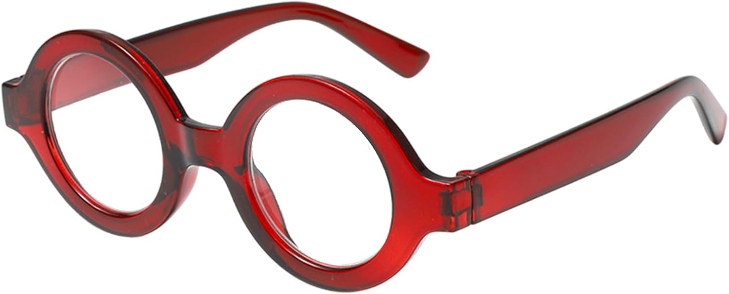 Round Reading Glasses for Women, Thick Retro Frame with Reader Lens, Blue Light Blocking Anti-Glare Glasses