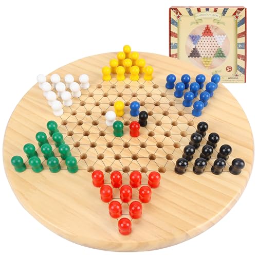 Gothink Chinese Checkers Board Game Toy for Adults Seniors Kids, 11.5 inches Classic Wooden Checkers Game Set, 66 Wooden Pegs in 6 Bright Colors, Fun...