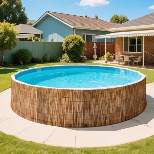 ZNCMRR Natural Reed Fencing Rolls,4FT X 16.4FT Reed Screen Curtain Balcony Reed Fence for Outdoor Backyard Patio（Brown） - Thumbnail 2