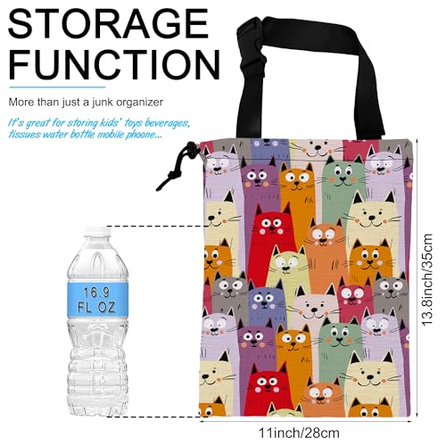 Image of Car Trash Bag Cute kitten Cats Car Garbage Bag Hanging Car Trash Can for Back Seat with Drawstring