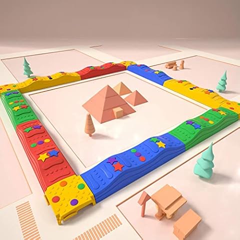 MOCUTEEN Kids Balance Beam Toddler Stepping Stones Max Load 220LBS 12 PCS Non-Slip Textured Surface & Rubber Pads Bottom Promote Agility Coordination Five Star Pattern Cover