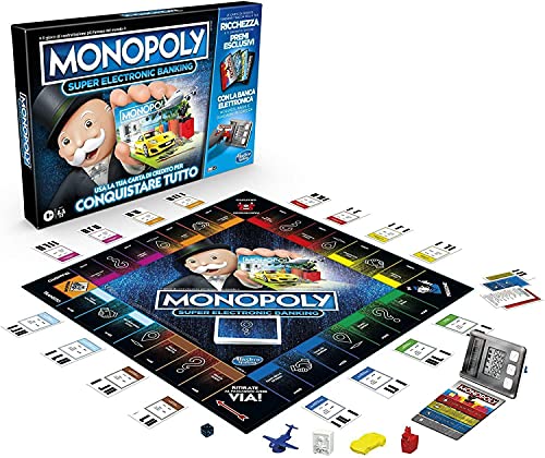 Monopoly hasbro super electronic banking, gioco in scatola, variante...