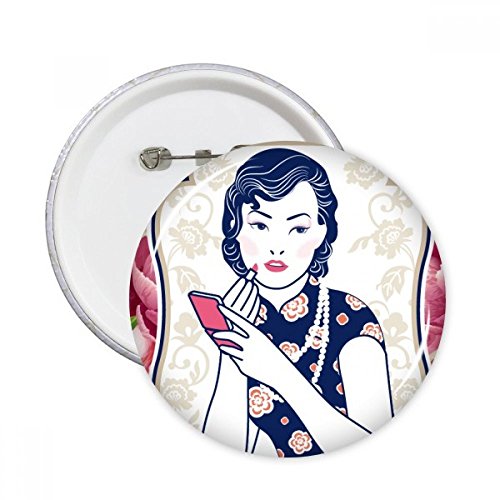 Pins femme ronde culture chinoise rose XXL lot de 5 badges de décoration pour vêtements