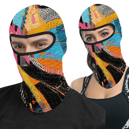 Pasamontañas colorido para hombres y mujeres con diseño acolchado, protector de cuello y máscara completa para moto y esquí miniatura 1
