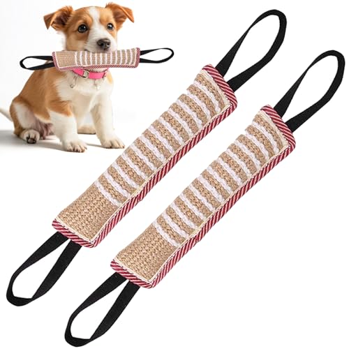 Giocattolo per Cani, 2 pezzi Manicotto Juta Salsicciotti per Cani, Salsicciotto Cane Addestramento con 2 Maniglia, Giocattolo Interattivo per cani Morso per Allenamento di Tiro alla Fune