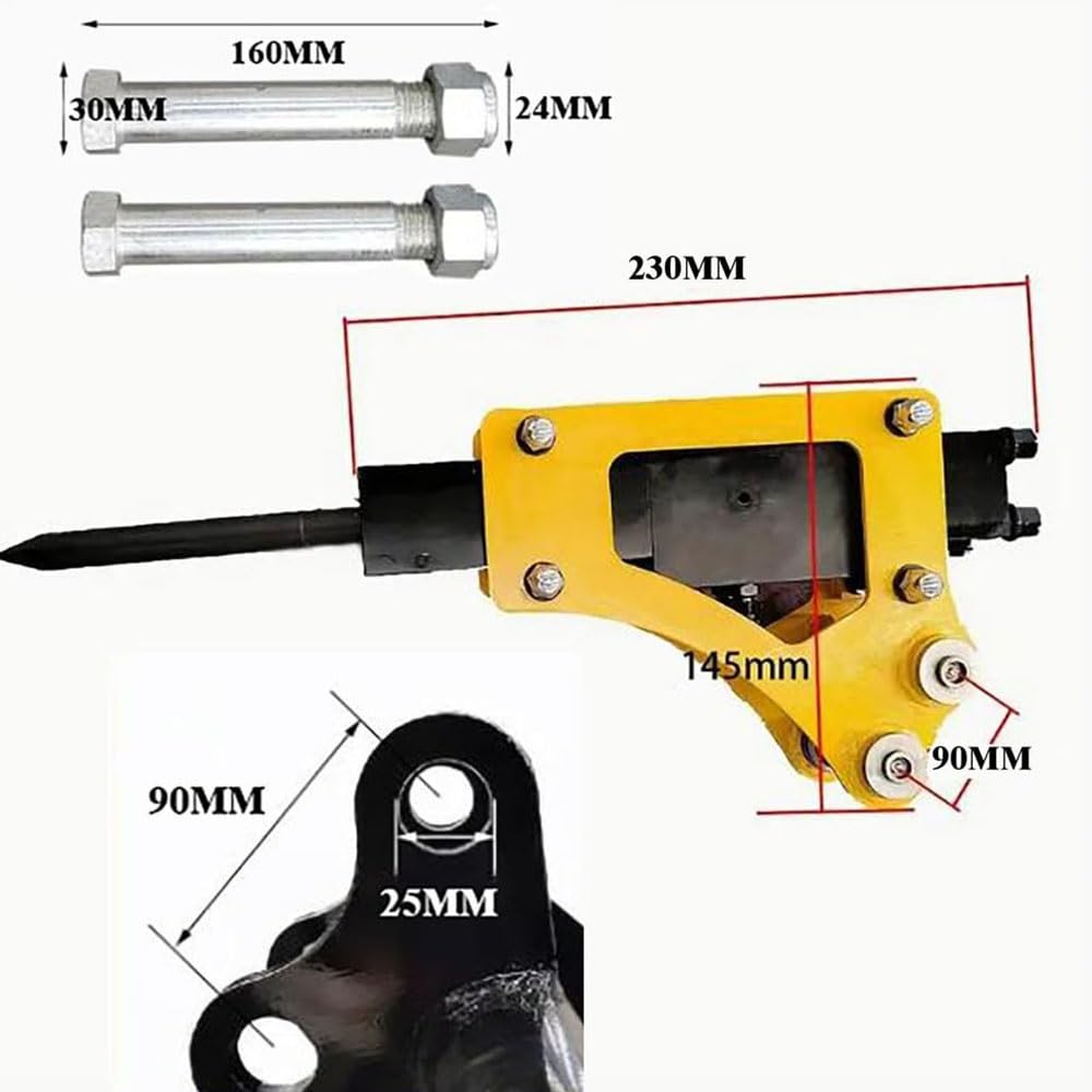 Mini escavatore con martello demolitore idraulico da 0.6-1 tonnellate, piccolo accessorio per demolizione calcestruzzo, strumento di perforazione per legno, pietra e cemento.