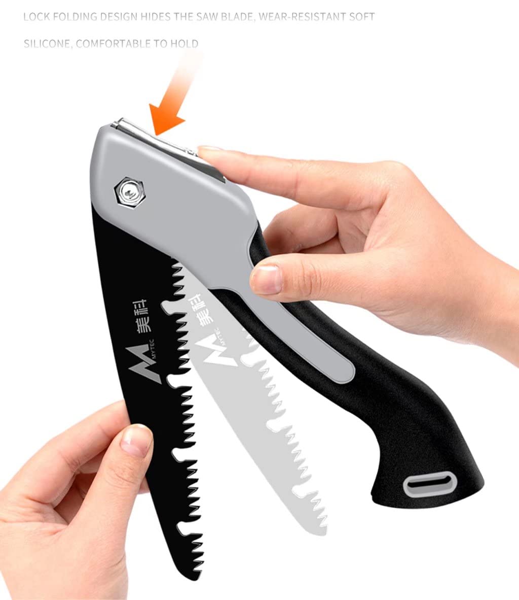 Składana piła do przycinania z wygodnym uchwytem, ​​piła ręczna do drewna, drzew, Bushcraft + Camping, odpowiednia jako piła ogrodowa, piła do przycinania, piła do drewna i piła kempingowa