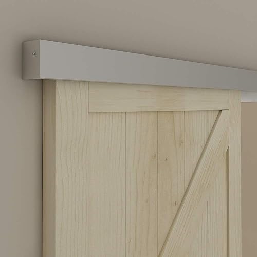 JUBEST Kit de rieles de puerta corrediza de granero de 5 pies, accesorios de riel de caja de aleación de aluminio para interior clásico y moderno