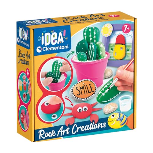 Clementoni Crazy Chic - Rock Art Creations, Set Di Pittura E Decorazione Sassi Per Bambini 7+ Anni, Kit Creativo Con Tempere, Occhietti Adesivi E Accessori, Made In Italy, 18691 - 3