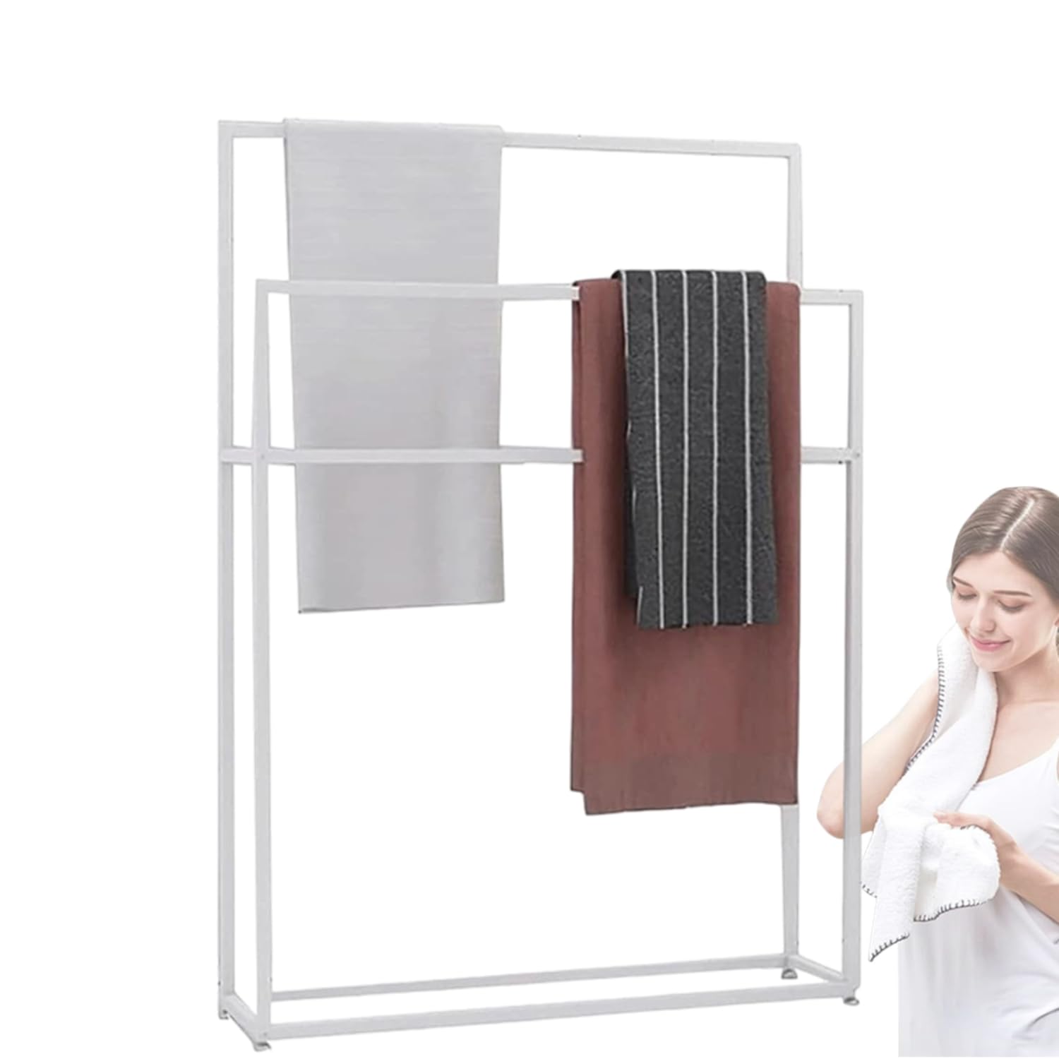 Étagère à serviettes peu encombrante avec support métal à 2 niveaux pour cuisine