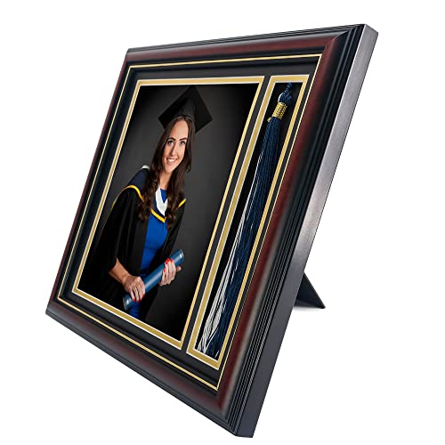 Gmframes Graduation Photo Shadow Box Frame With Tassel Holder For 8X10 Pictures,Real Glass,Black Over Gold Double Mat,Wall & Tabletop Design #TOP1