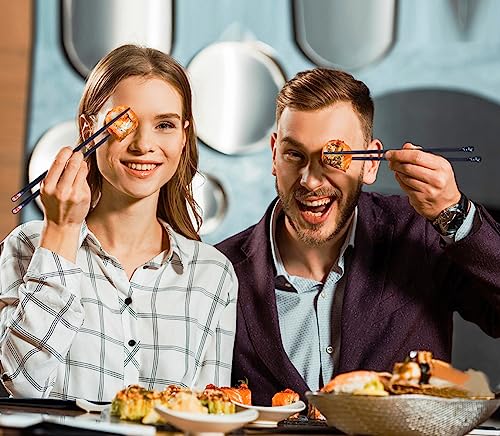 Viwik 5 Pairs Reusable Chopsticks Premium Fiberglass Cute Japanese Korean Style Dishwasher Safe Chop Sticks 9.6 Inch Gift Set #TOP1