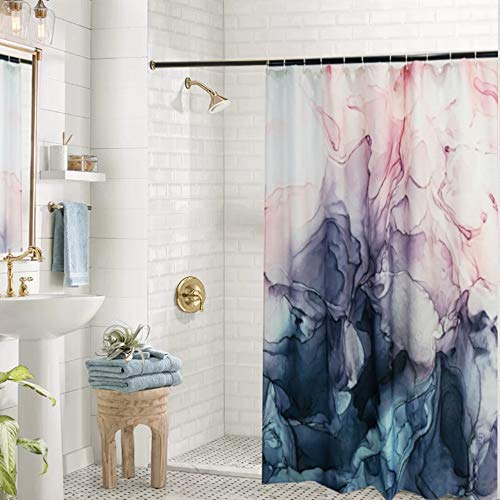 Yokii Abstract Stall Shower Curtain, 60-Inch Width Blush And Blue Ombre Ink Art Small Bathroom Shower Curtain Sets, Heavy Weighted Fabric Bath Curtains Bathroom Art Decor (60 X 72, Blush) #TOP1