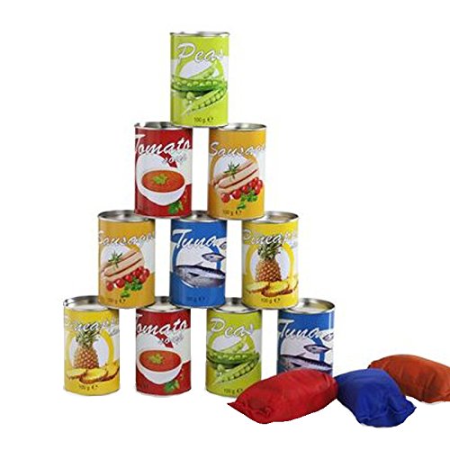 BuitenSpeel GA260 - Spiel Dosenwerfen, 10 Dosen mit verschiedenen Motiven und 3 Wurfsäckchen Cover