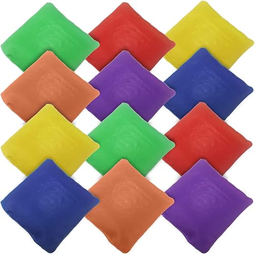 ArtCreativity Puf de vinilo, juego de 12, bolsas de maíz en varios colores, suministros de juego de lanzamiento de puf, suministros de carnaval