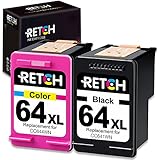 RETCH Remanufactured 64 Ink Cartridge Replacement for HP 64XL 64 XL for Envy Photo 7155 7855 6255...