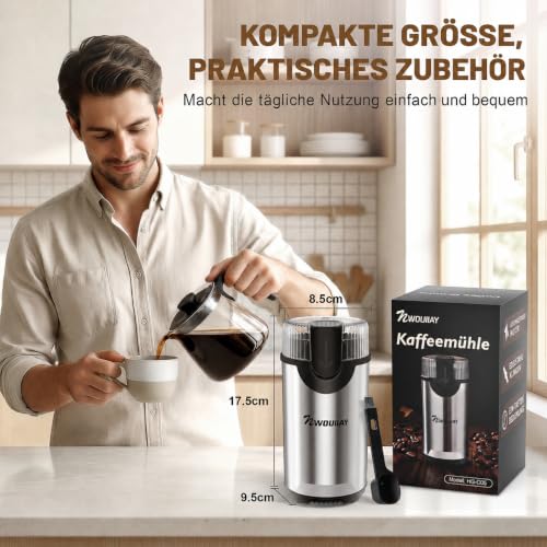 Foto von Elektrische Kaffeemühle 300W 80g für Kaffeebohnen und Gewürze