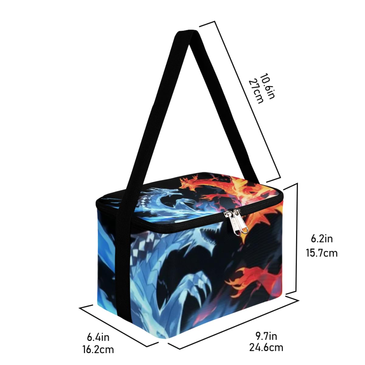 Lunch Bags for Women Men 9 Cans,Dragon Hot & Cold Food Delivery Bag Insulated Grocery Bag Insulated Lunch Box Abstract Dragon Cooler Bag for Office Work Picnic Beach
