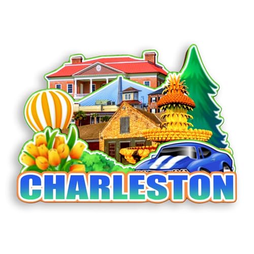 Quwsne Magnete da frigorifero Charleston South Carolina USA magnete da frigorifero souvenir da viaggio in città regali turistici 3D classici monumenti artigianali fatti a mano decorazione per la casa
