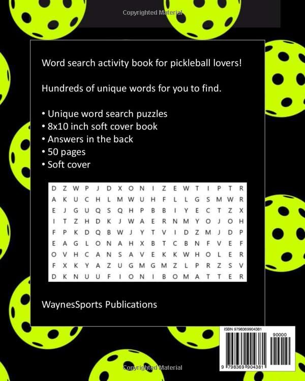 Miniatura 2 de Pickleball Word Search Great Activity Book for Pickleball Players - Black with Green Balls with Holes - Great Gift Idea