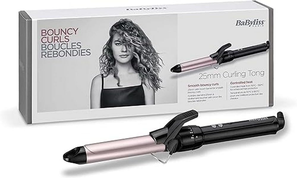 BaByliss Boucleur Curling Tong 25mm pour des Boucles Rapides et Rebondies C325E & Sèche-cheveux Cordkeeper 2000 avec Technologie Ionique et Cordon Rétractable D373E