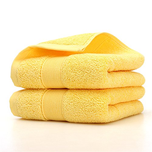 loiofoe 100% algodón egipcio juego de toallas de lujo super suave familia Set Juego de toallas de hotel (absorbente y toalla de baño (secado rápido), Amarillo, 4x Hand Towels