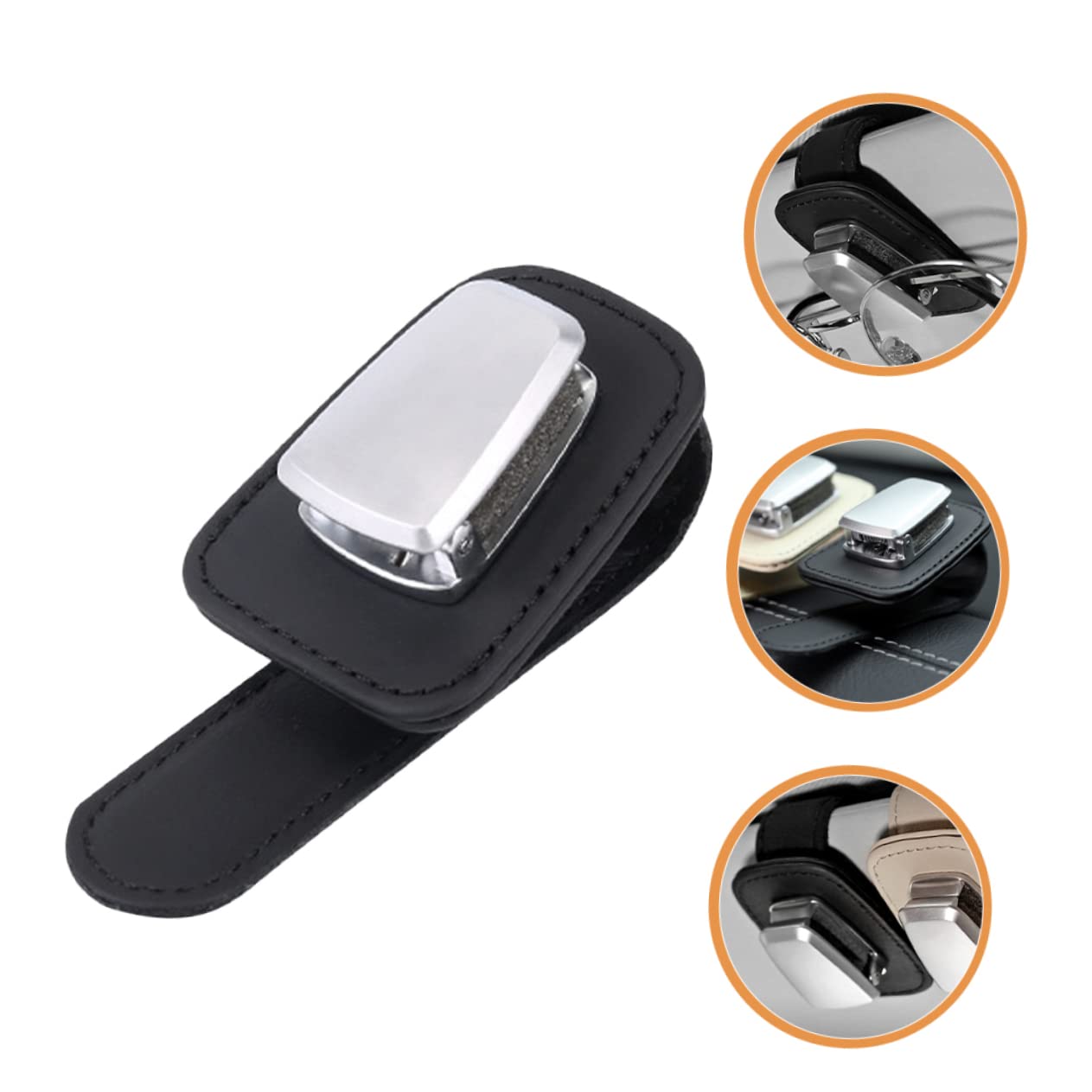 ULTECHNOVO 3pezzi Portaocchiali Da Sole Per Auto Pelle Premium Clip Per Visiera Supporto Per Occhiali e Carte Accessorio Per Auto Compatibile Con Tutti Veicoli
