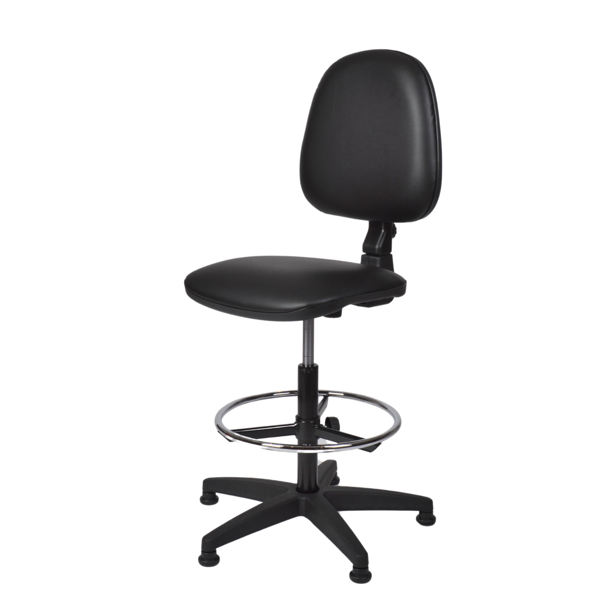 Topsit Büro & More IND211 - Silla de trabajo giratoria, acolchada y tapizada en piel sintética, altura regulable y fácil de limpiar, anillo de pie cromado, base y patas estables
