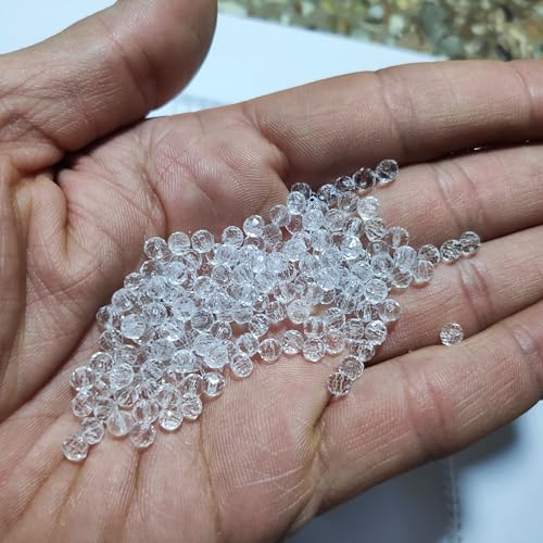 Image of GoSetGet! 4mm Rondelle /Tire (1000 Pcs) White /Diamond Crystal Macrame Plastic Beads for Arts, Crafts & Decoratives-High Sparkle Cutting Crystal Beads for Macrame, Jhula, Torana, Jhumar (Clear /Diamond)