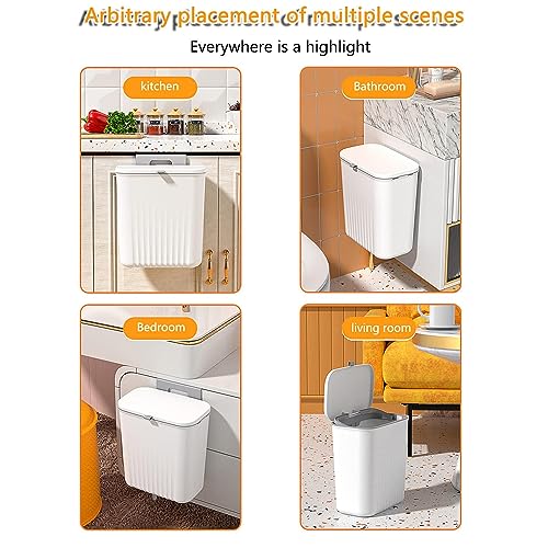 Image of House of Quirk Plastic Hanging Trash Can With Lid, Double-Sided Open Design, Cabinet Door Hanging Wall Storage Bucket for Kitchen (9 Litre Grey)