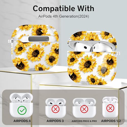 for AirPods 4 Case 2024 with Keychain,MagSafe Compatible,Clear Sunflower by Maxjoy - Used condition - Image 2