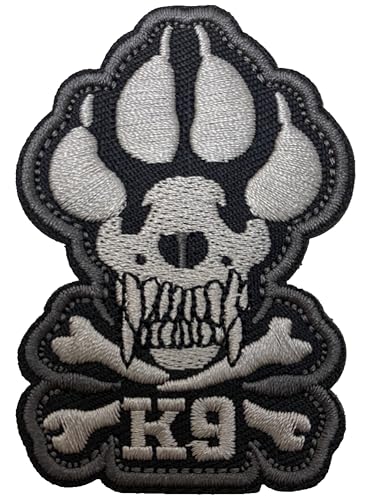 Morton Home K9 & Crossbone Killer Attack Police Dog Fastener PVC Embroidered Army Swat Morale Hook Loop Backing Tactial Badge Swat for Service Animal Vest Morale Patch