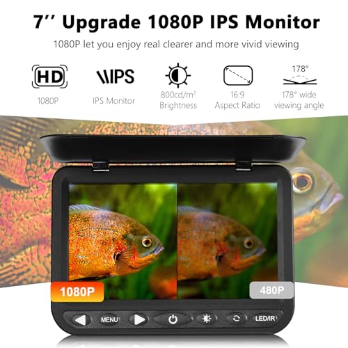 FishPRO HD1080P Underwater Fishing Camera 7'' IPS w/DVR 32GB, 10,000mAh- (NO Need Learn) Ice Fishing Camera Underwater, IR & LED for Dark, Portable Ice Fish Finder for Ice Lake Fishing-82ft by MOQCQGR - Image 8