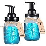 Mason Jar Foaming Soap Dispenser - Premium Rustproof 304 Stainless Steel Maons Jar Lid and Foam Soap Pump,Best Hand Soap Dispenser Glass for Bathroom Vanities,Kitchen Sink,Countertops - Black,2 Pack
