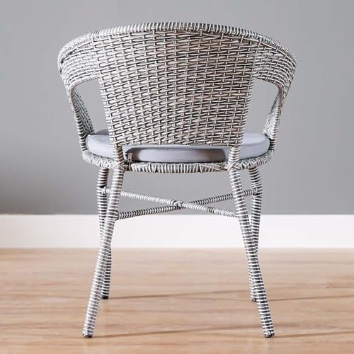 Image of India Garden Patio Seating Chair and Table Set Outdoor Balcony Garden Coffee Table Set Furniture with Table and Chairs Set (Silver with White line 2+1)