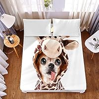 Lenzuolo Sotto Con Angoli Elasticizzato | Stampa Cane Carino, 160x200+30 Cm - Microfibra Morbida - Foto 5