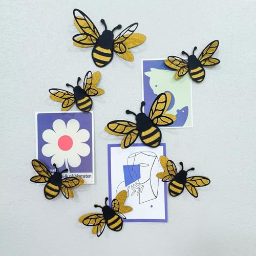 Vinilos decorativos 3D abeja glitter en PVC Achang miniatura 4