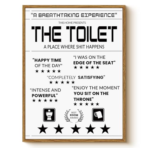 Black and White Toilet Humor Bold Quotes Wall Art 12x16
