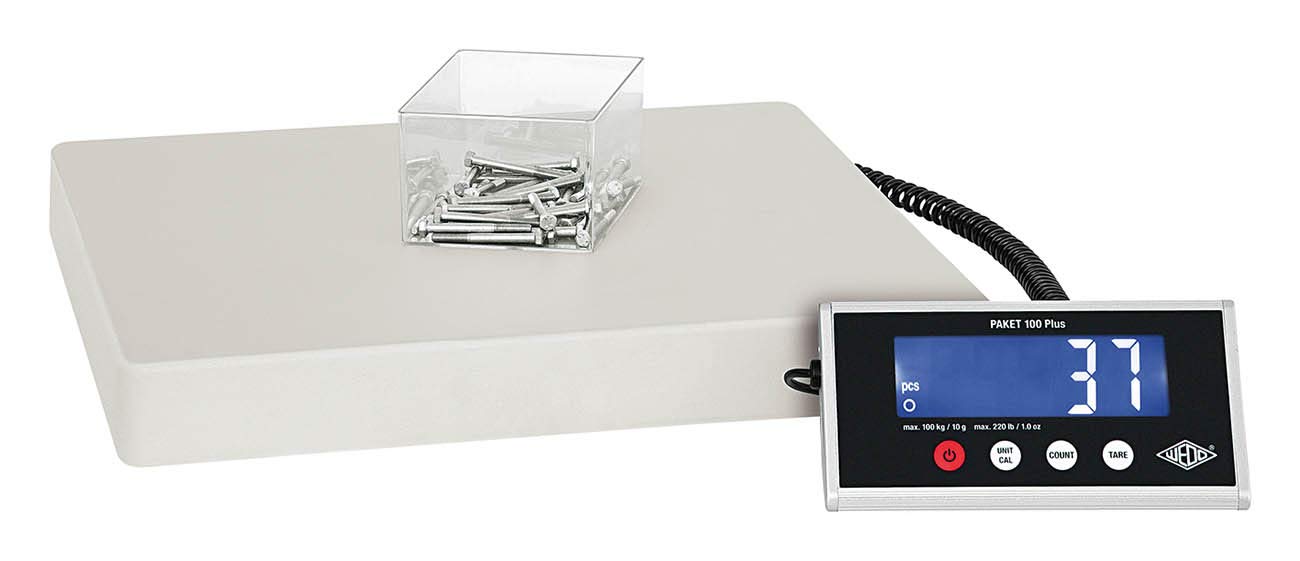 Wedo 507610010 Paket-Waage mit Zählfunktion 100 Plus 100kg/10g inkl. Netzgerät
