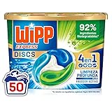 Protege y repara las fibras Wipp Express Discs Detergente en Cápsulas, 50 Dosis, 1250g