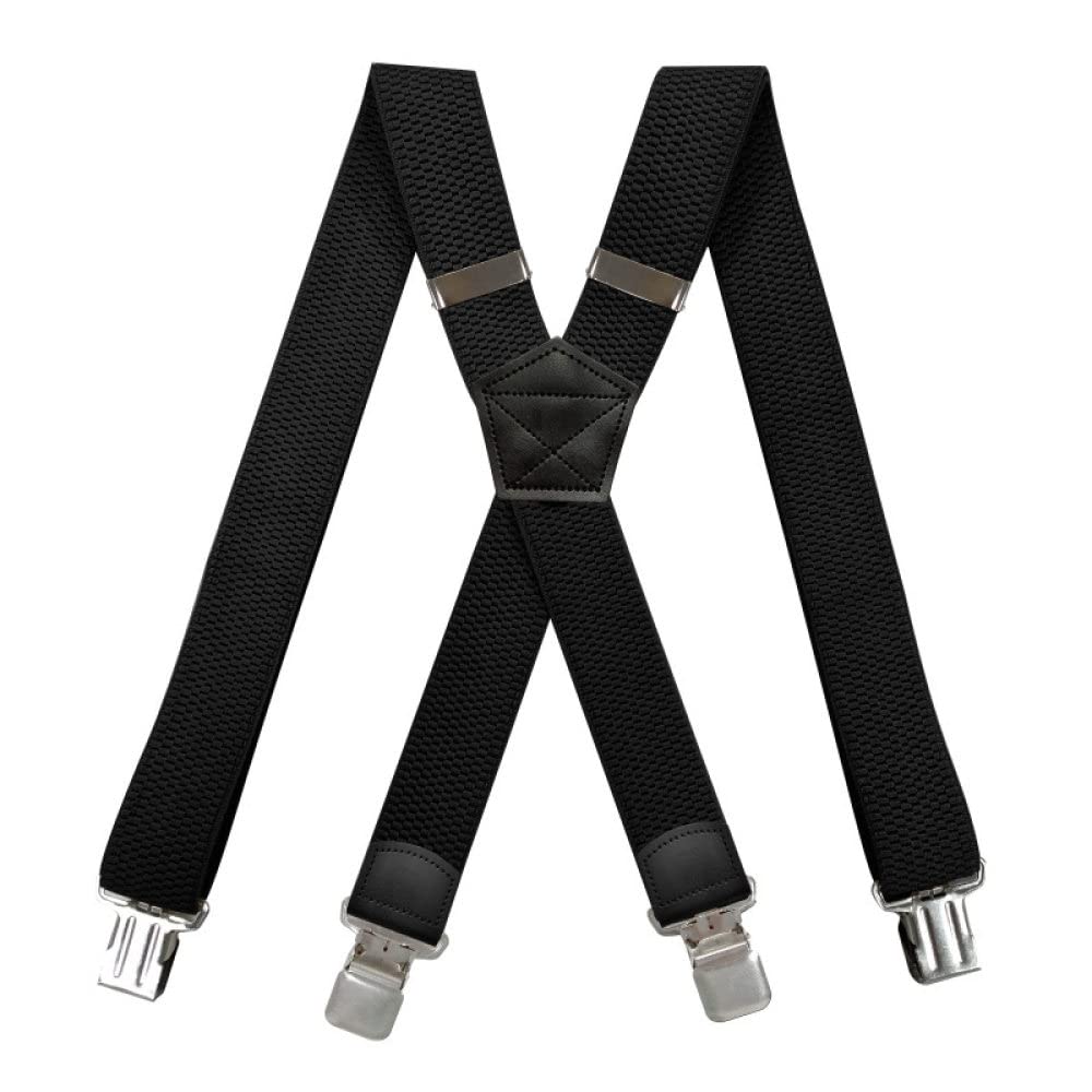 Tirantes para pantalones de hombre Tirantes elásticos for hombre de 3,5 x 120 cm con espalda en forma de X, tirantes anchos elásticos con grano de maíz, suspensorio ajustable de 4 clips for trabajo(Bl