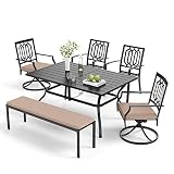 MIXPATIO Outdoor Patio Dining Set, 2 Metal Outdoor & Indoor Dining Chairs, 2 Swivel Dining Chairs, 5