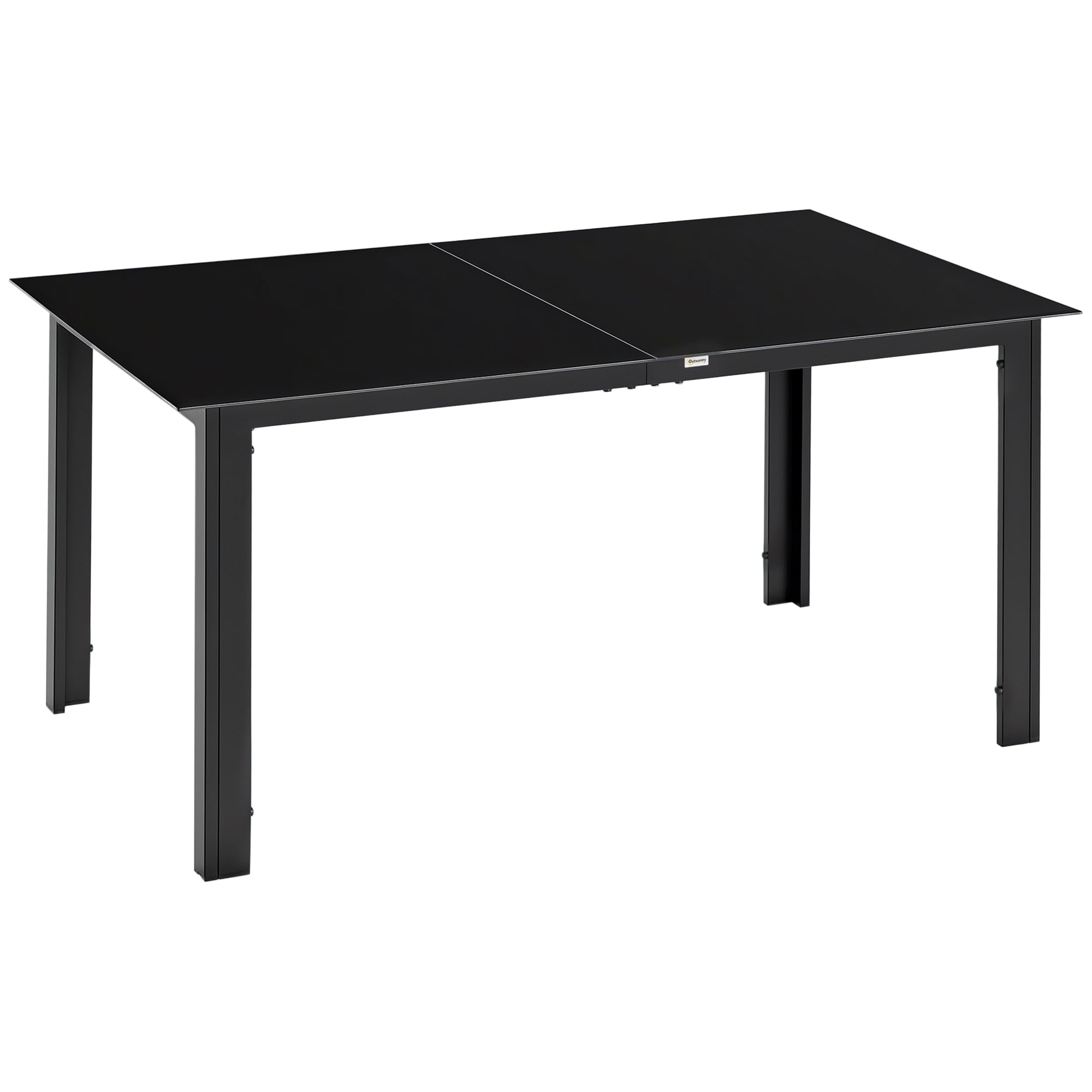 Outsunny Table de Jardin rectangulaire en Aluminium et Plateau en Verre trempé - 6 Personnes - 150 x 90 x 74 cm - Noir